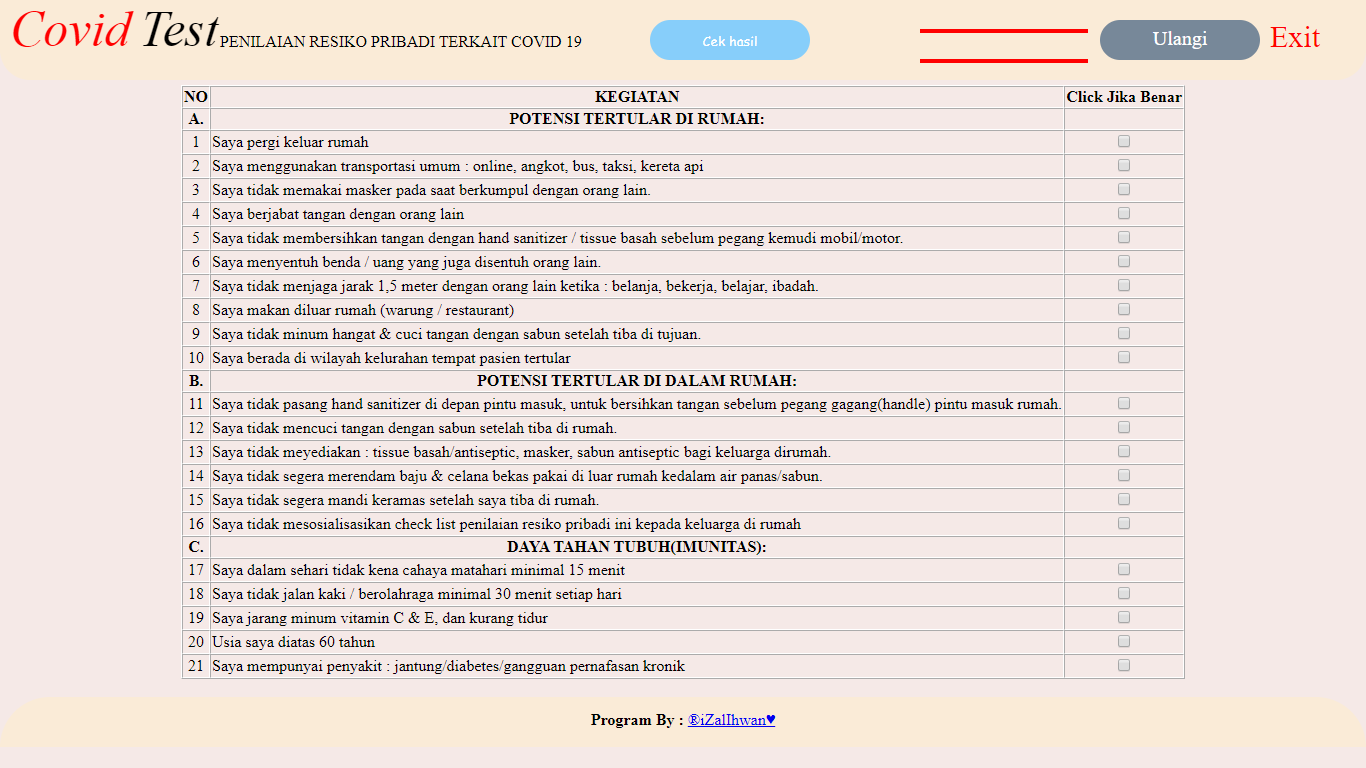 Covid Risk Test